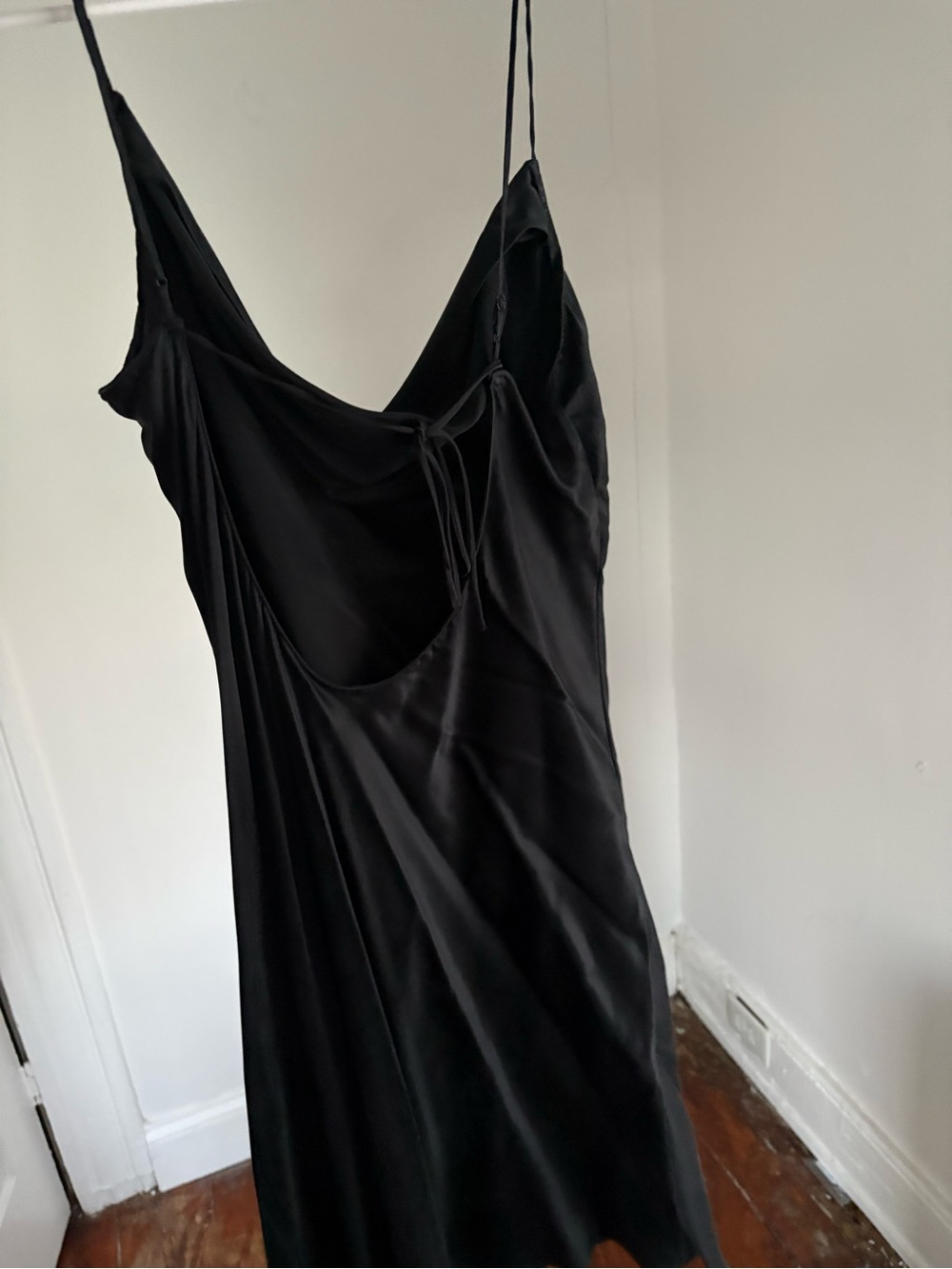 Satin Slip Dress in Black - Women's Intimates